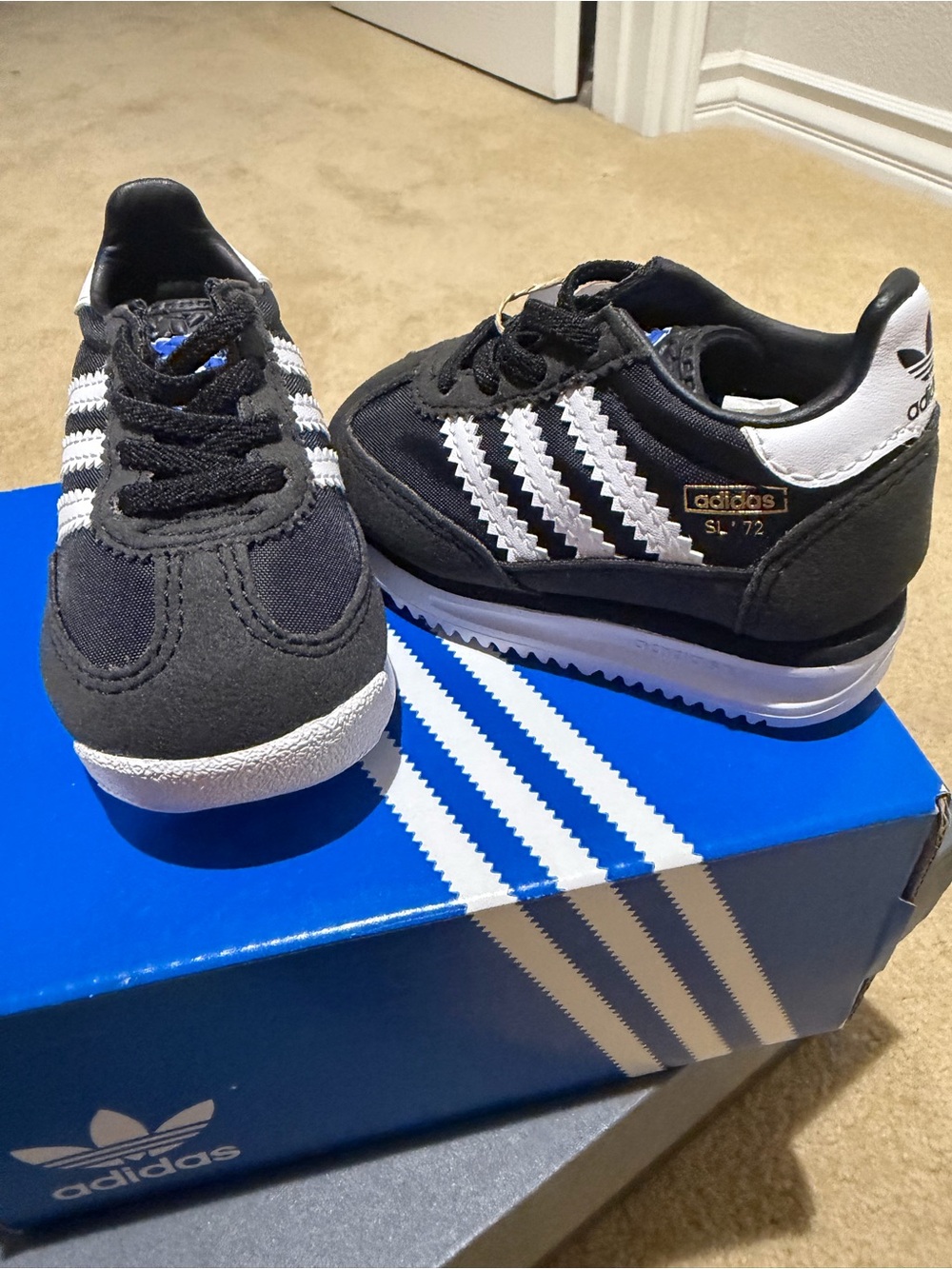 Adidas Kids SL 72 Sneakers - Black with White Stripes